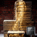 Solar Powered Waterfall Fairy LED String Lights - 6.56 ft, 200 LED, Outdoor Home Holiday Garden Party Decor Lighting