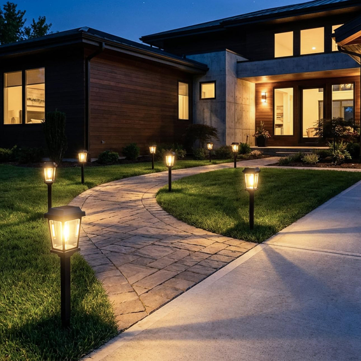 8-Pack 17-Inch Modern Solar Pathway Lights