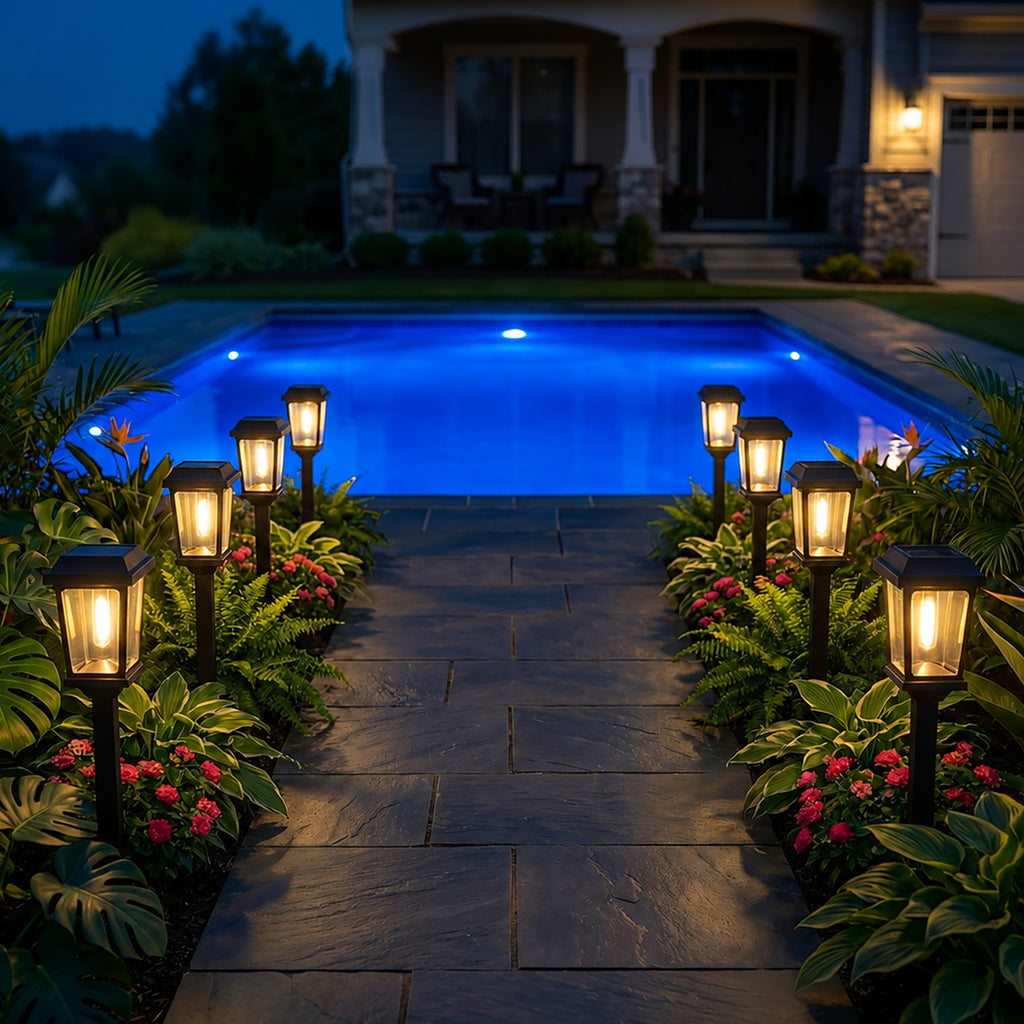 8-Pack 17-Inch Modern Solar Pathway Lights