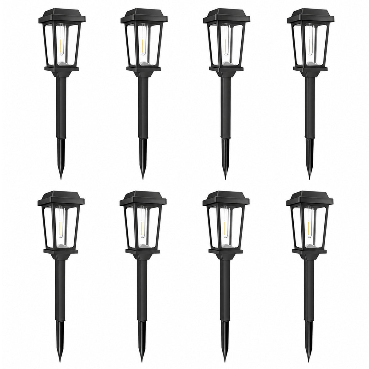 8-Pack 17-Inch Modern Solar Pathway Lights