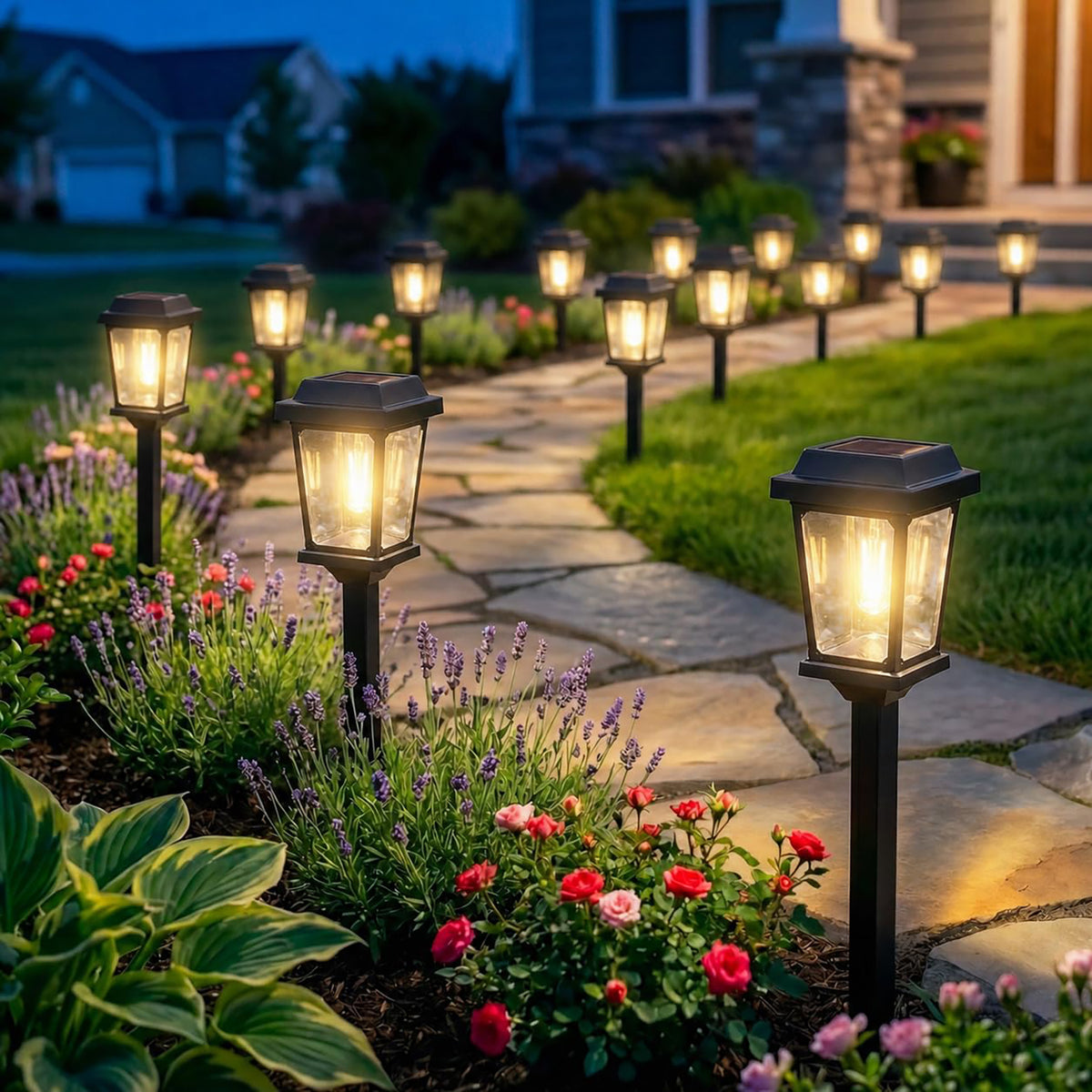 8-Pack 17-Inch Modern Solar Pathway Lights