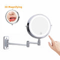 LED Lighted Folding Bathroom Mirror – Wall-Mounted 10X Magnification Touch Dimming Makeup Mirror with Dual-Sided Viewing