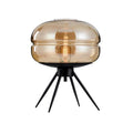 Blue Glass Table Lamp - Artistic E27 Desk Light with Hardware Shelf, Modern Bedroom or Living Room Creative Decor Accent