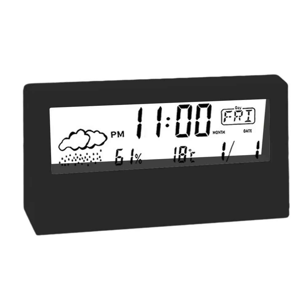 Thermo-Hygrometer Alarm Clock - Electronic Weather Display for Bedroom & Desk