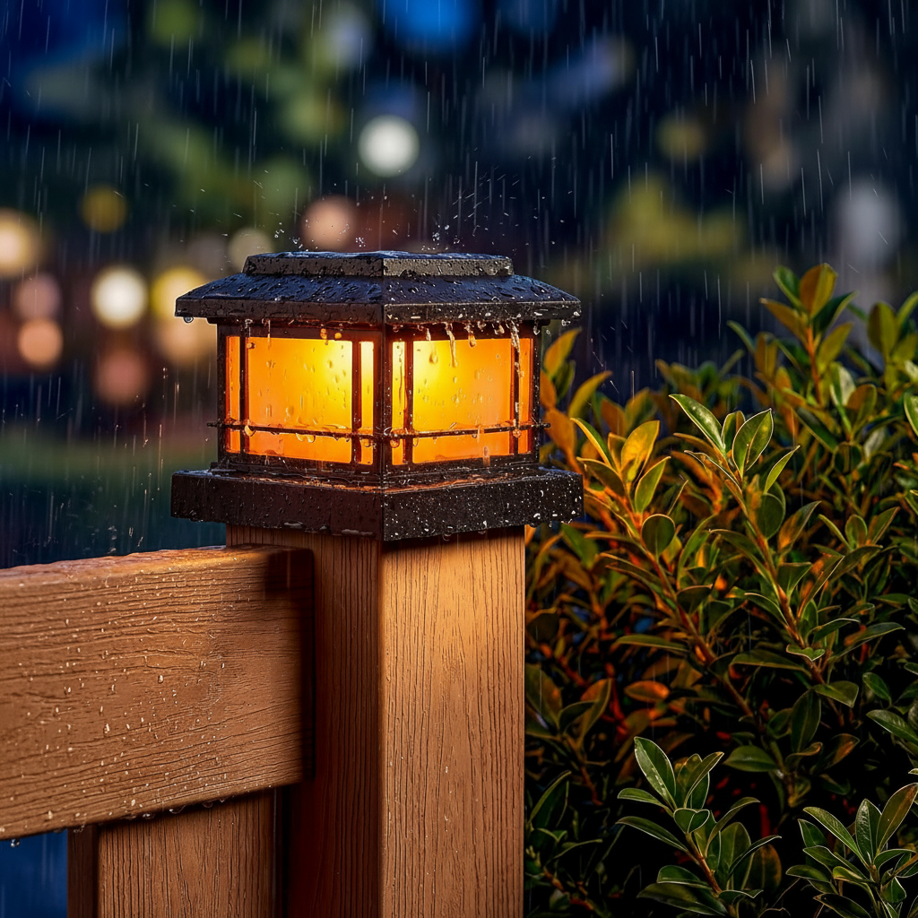 Solar Post Cap Lights with Steady and Flickering Modes