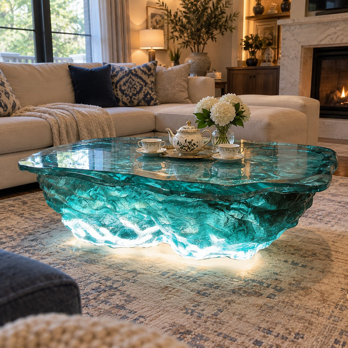 Frozen Ocean Illuminated Resin Table