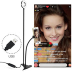LED Selfie Ring Light with Flexible Mobile Phone Holder – Adjustable Desk Lamp, Lazy Bracket for Streaming, YouTube, Office, or Kitchen