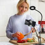 LED Selfie Ring Light with Flexible Mobile Phone Holder – Adjustable Desk Lamp, Lazy Bracket for Streaming, YouTube, Office, or Kitchen