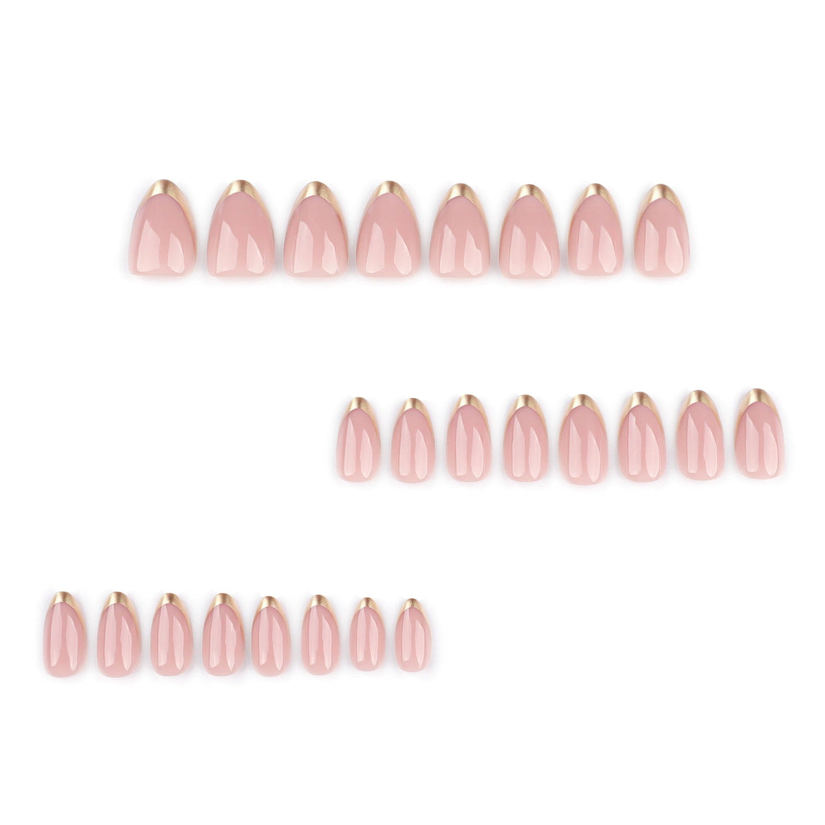 24-Piece Gold French Tip Short Almond Press-On Nails with Glue