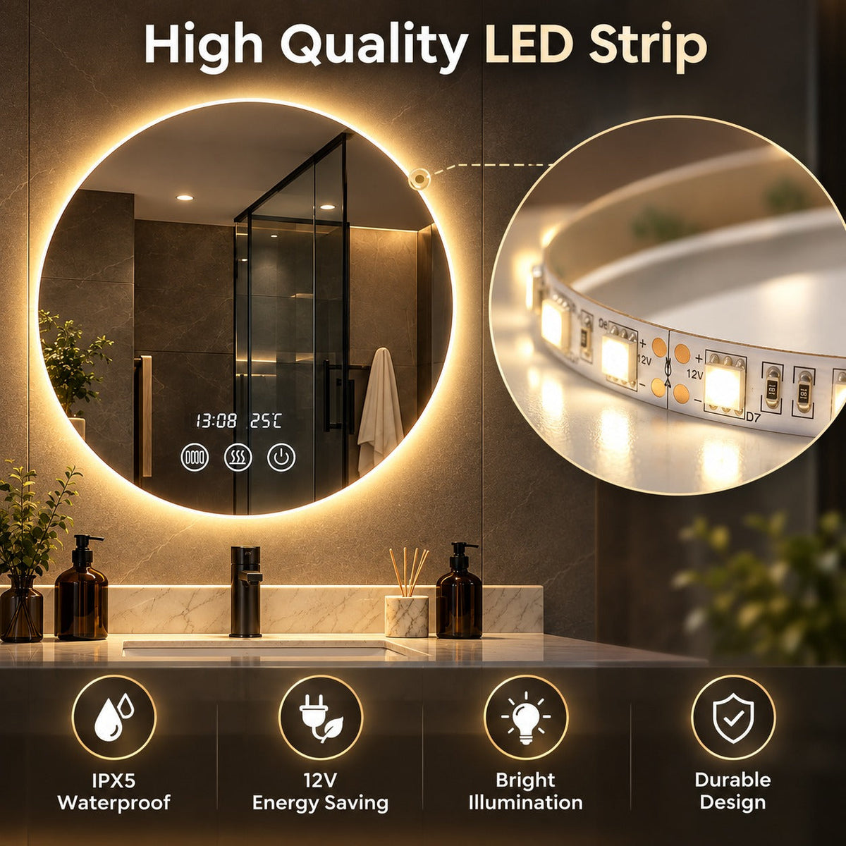 Studio Light LED Touch Smart Bathroom Mirror