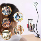 LED Selfie Ring Light with Flexible Mobile Phone Holder – Adjustable Desk Lamp, Lazy Bracket for Streaming, YouTube, Office, or Kitchen