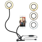 LED Selfie Ring Light with Flexible Mobile Phone Holder – Adjustable Desk Lamp, Lazy Bracket for Streaming, YouTube, Office, or Kitchen