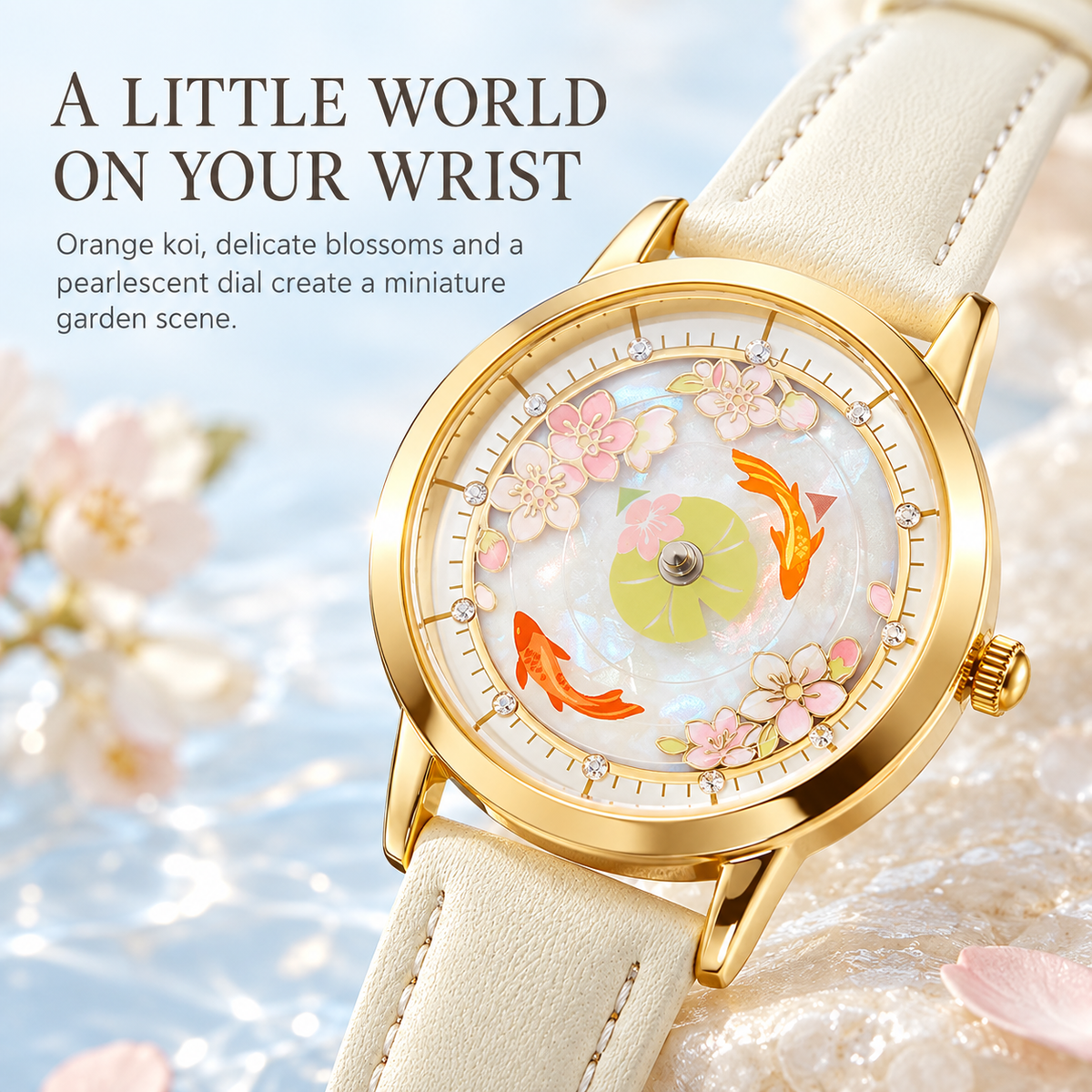 Lotus Pond Koi Dial Wristwatch