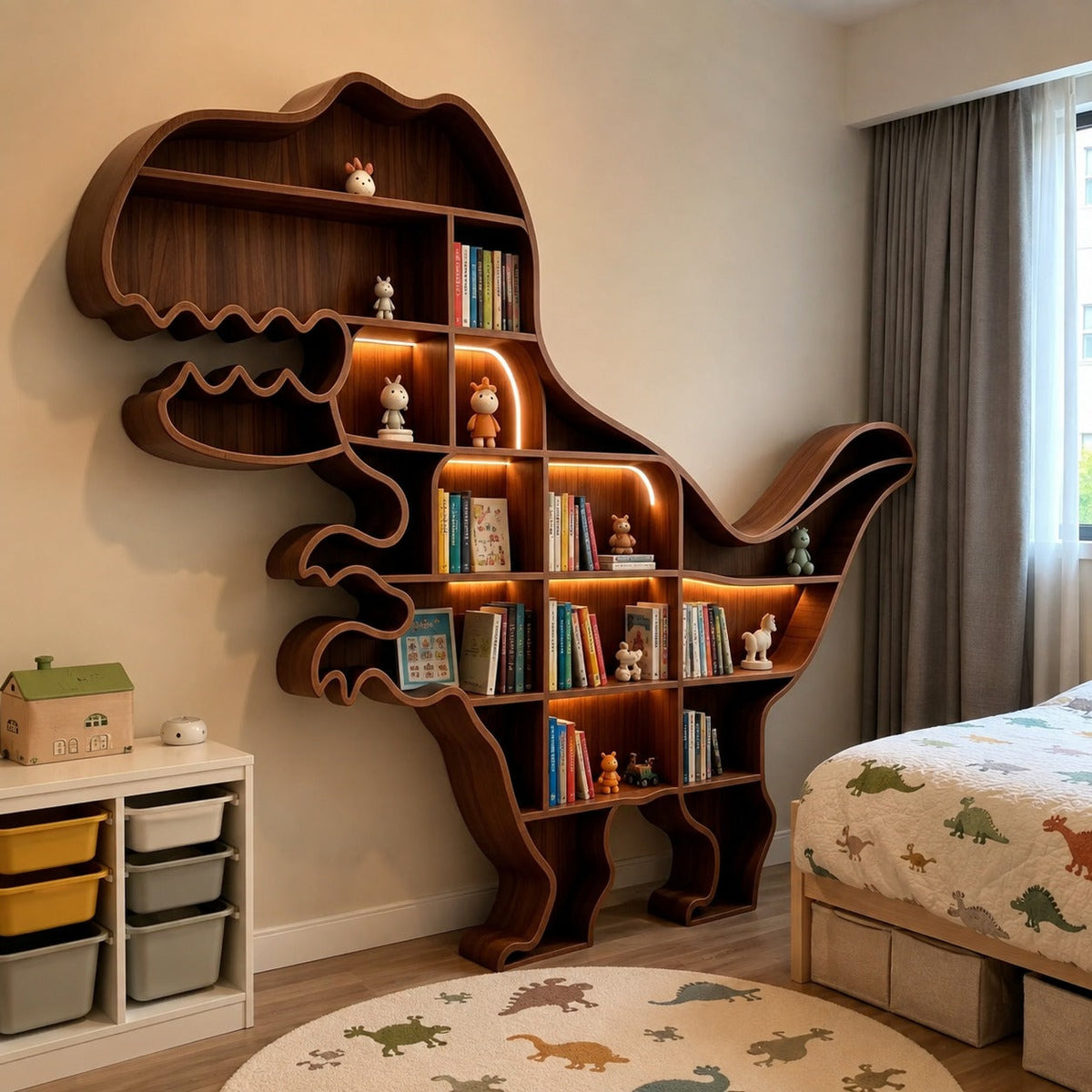 Roar & Read Dinosaur Kids Bookshelf Storage