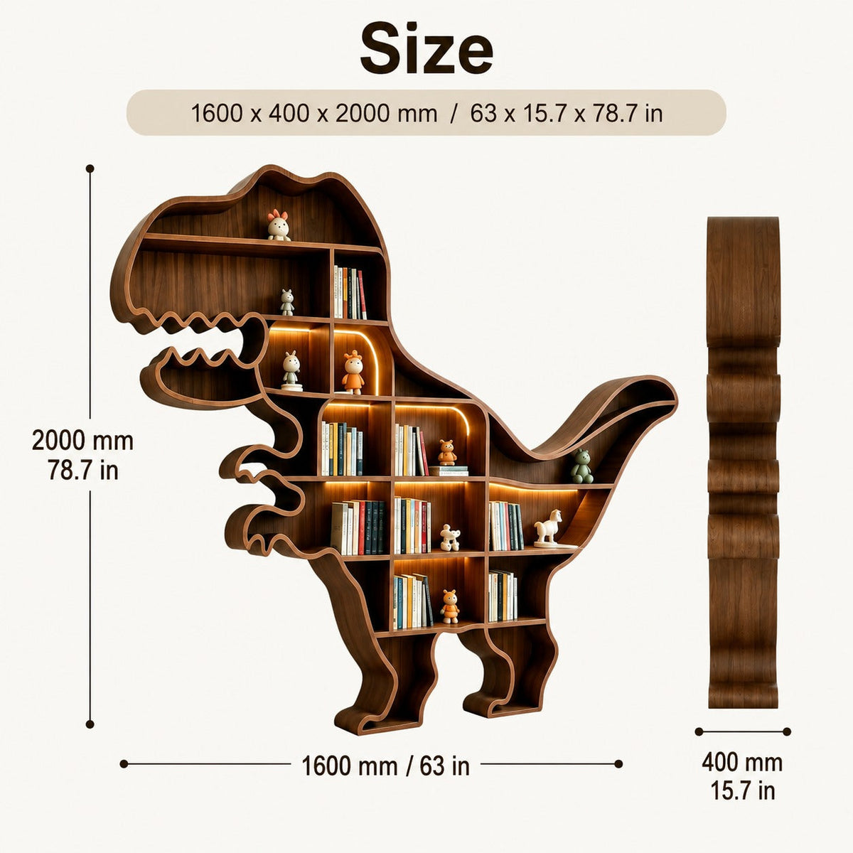 Roar & Read Dinosaur Kids Bookshelf Storage