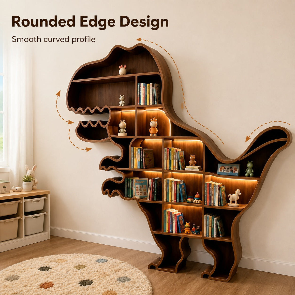Roar & Read Dinosaur Kids Bookshelf Storage