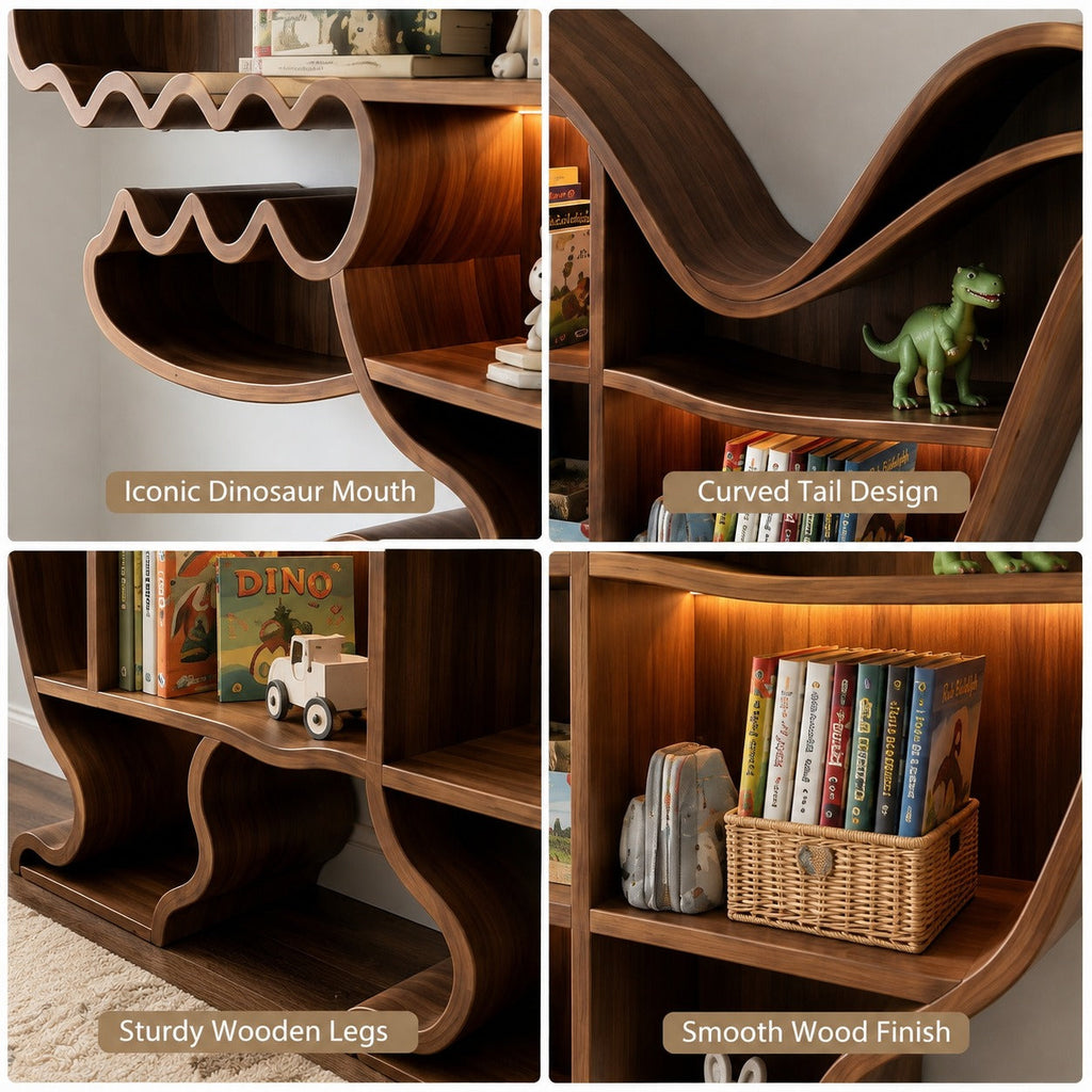 Roar & Read Dinosaur Kids Bookshelf Storage