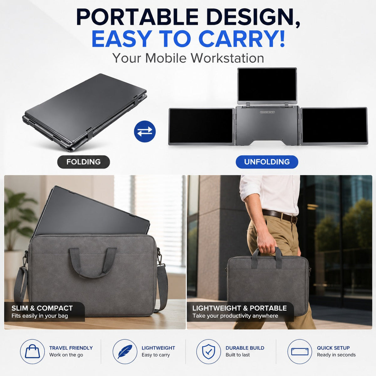 Command Center Triple Portable Laptop Monitor Screen Extender
