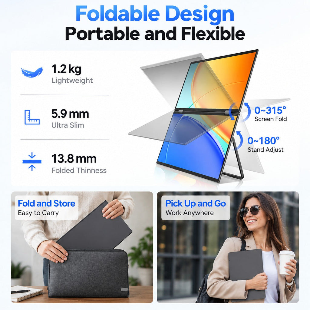 Zero Setup Dual Screen Portable Laptop Monitor