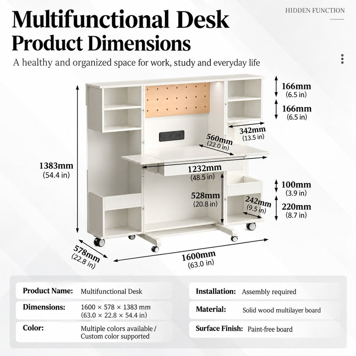 Everything in Place Foldable Home Office Desk