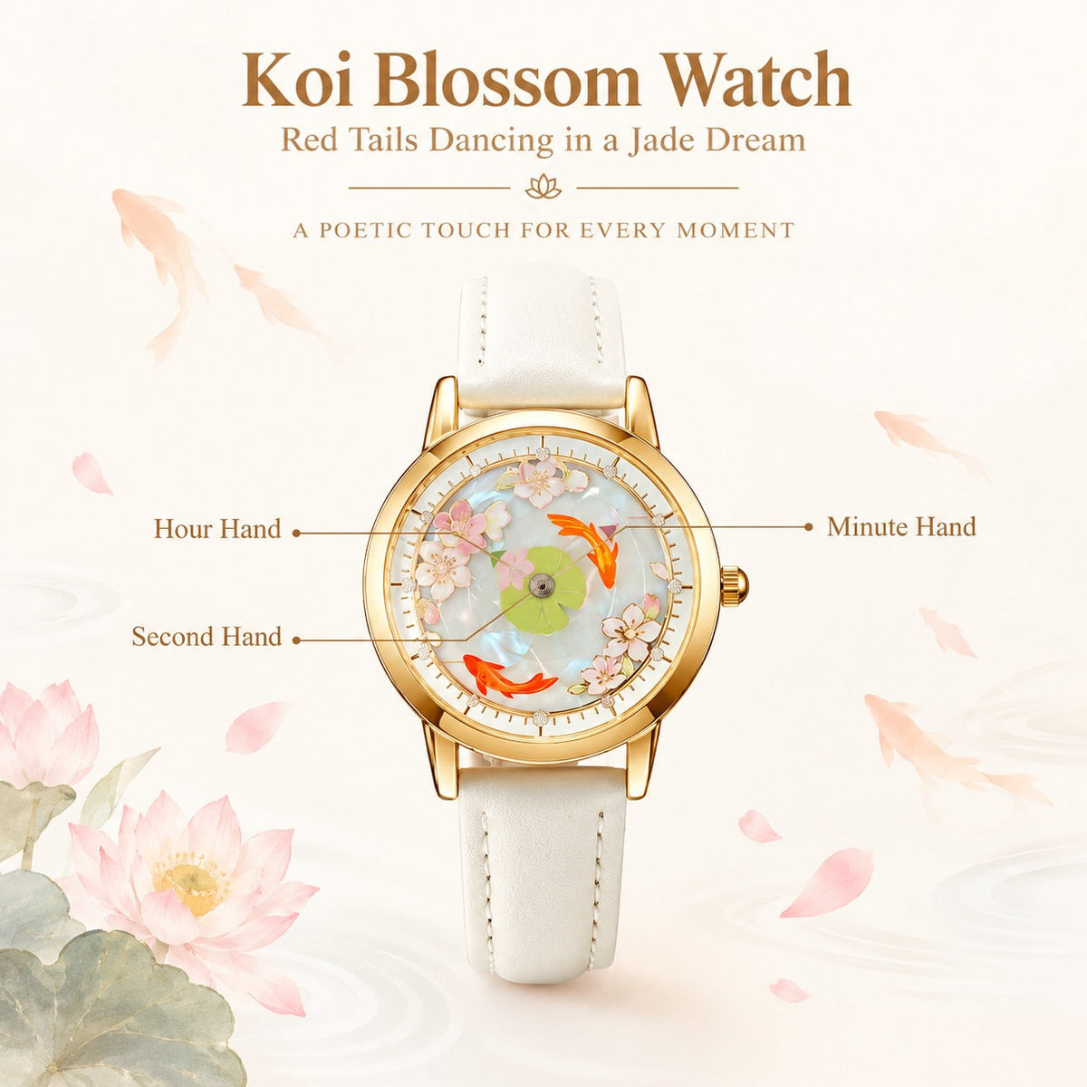 Lotus Pond Koi Dial Wristwatch