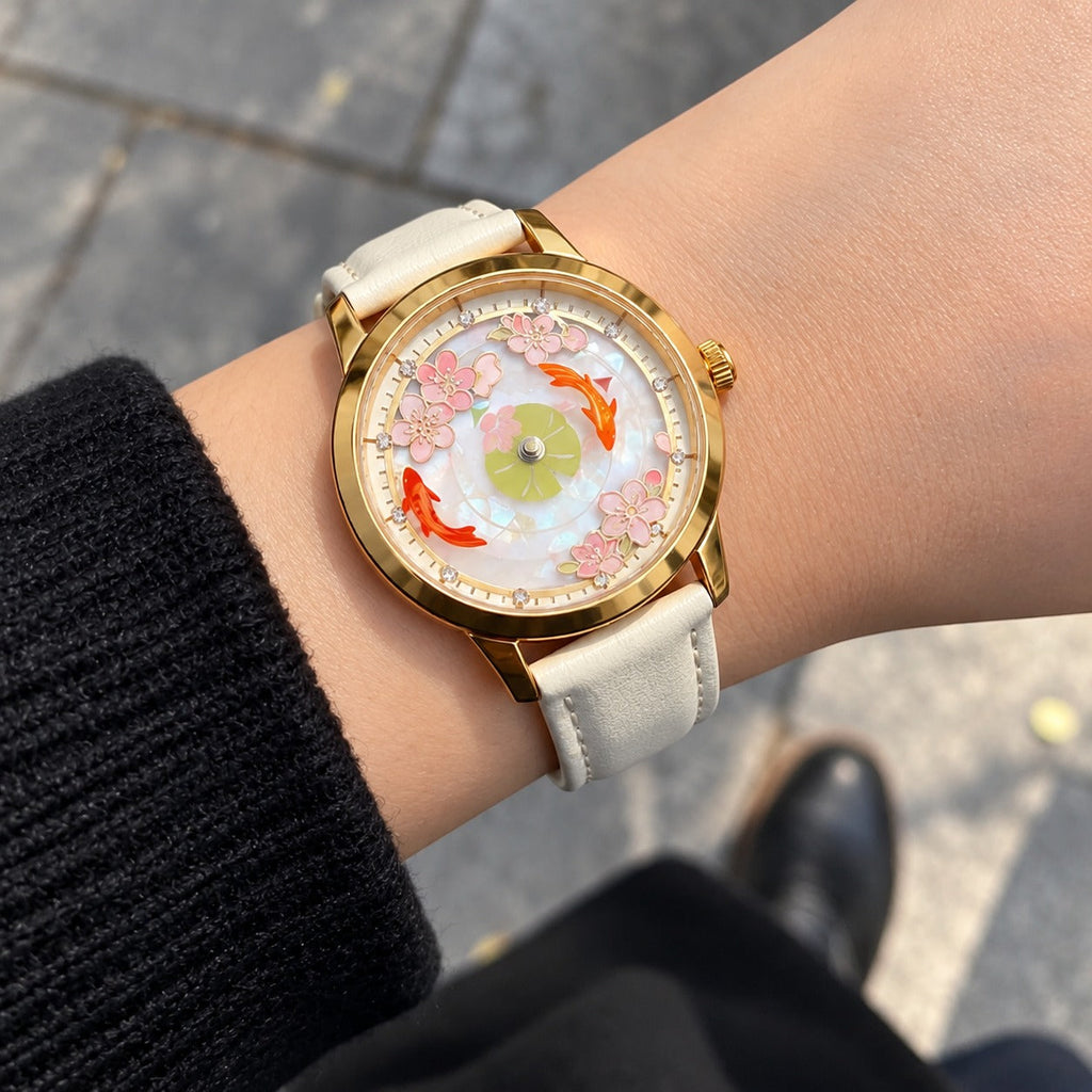Lotus Pond Koi Dial Wristwatch