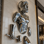 Wall Breaker 3D Chrome Man Sculpture