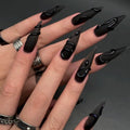 Black Stiletto Press On Nails – Matte 3D Snake Design