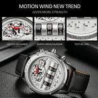 Time Capsule Rotating Calendar Engine Dial Watch