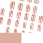 Champagne Cat Eye Short Tapered Square Press-On Nails, 24 Pcs + Glue