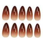 Chocolate Brown Ombre French Short Almond Press On Nails | 24 Count