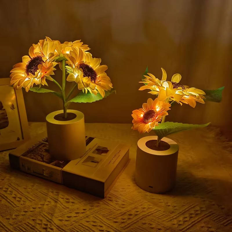 Rechargeable Sunflower LED Night Light with Two Brightness Levels