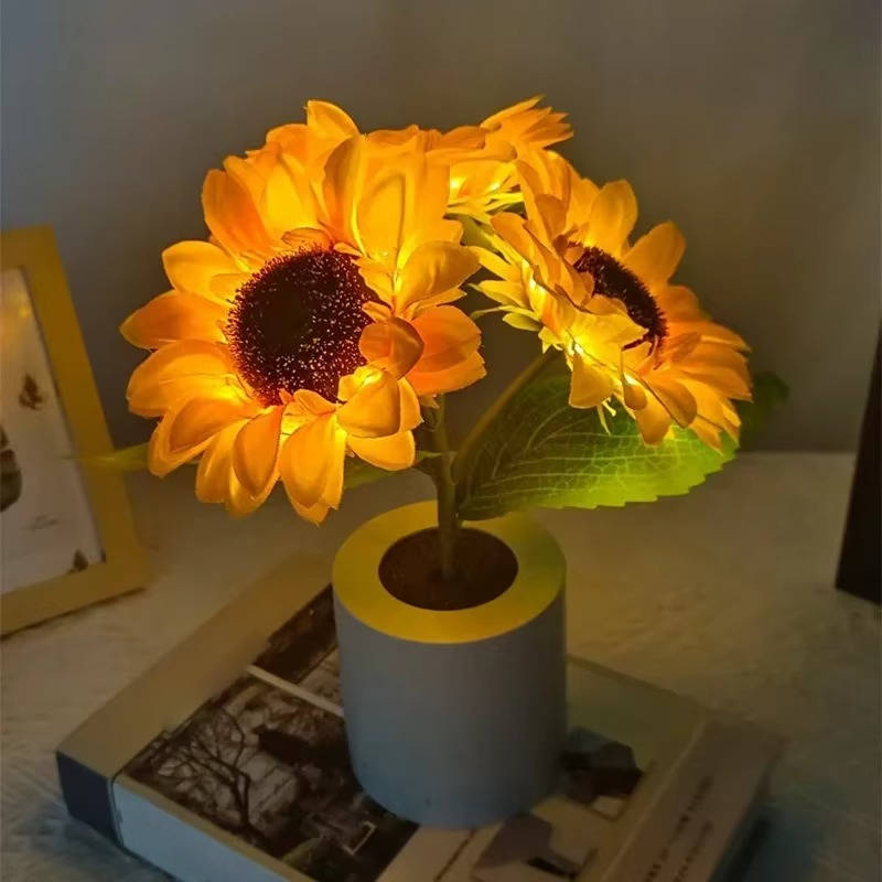 Rechargeable Sunflower LED Night Light with Two Brightness Levels