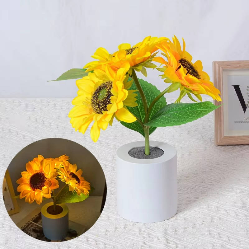 Rechargeable Sunflower LED Night Light with Two Brightness Levels