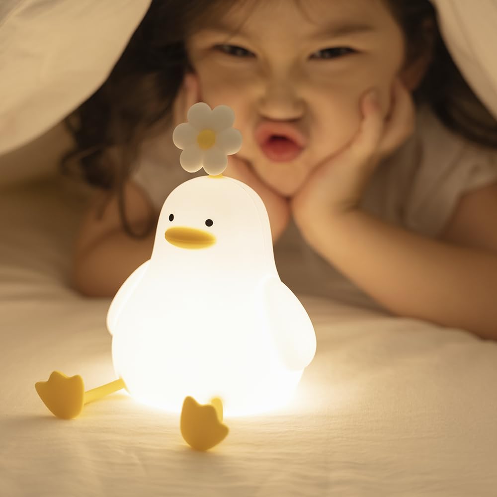 Duck LED Night Lamp – USB Rechargeable Silicone Light with Touch Sensor & Timer, Perfect for Kids' Bedrooms and Thoughtful Gifts