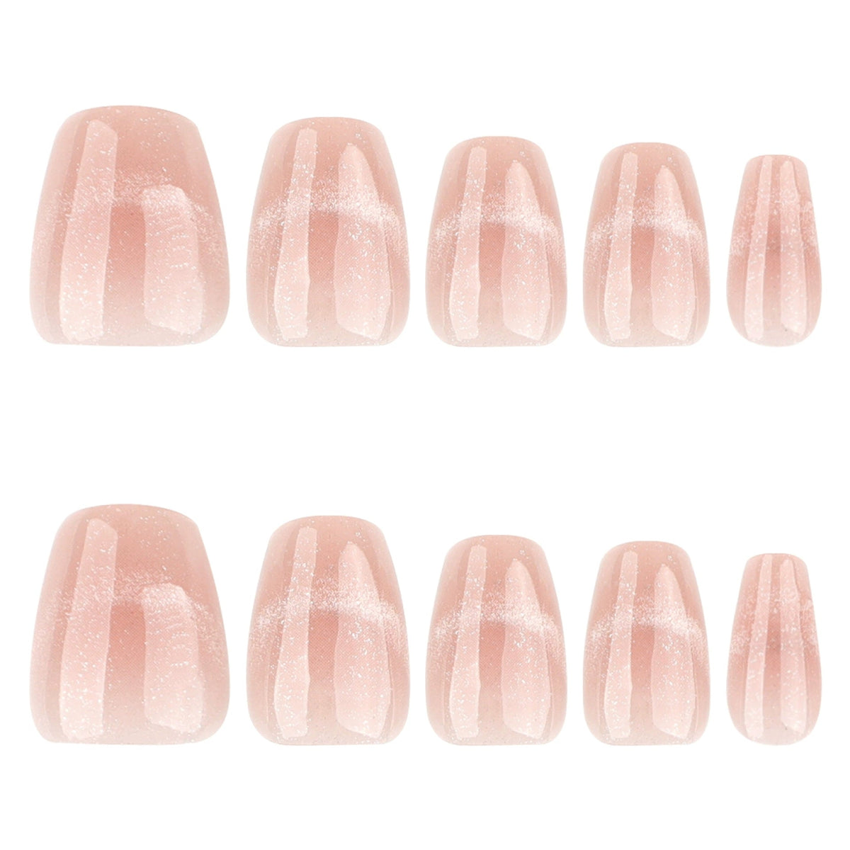 Blush Pink Cat Eye French Short Square Press On Nails | 30 Count