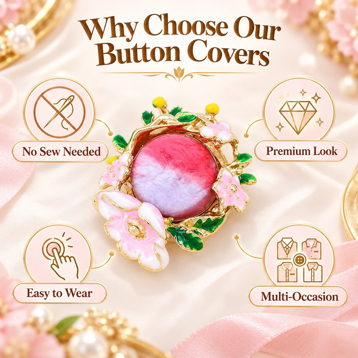 Secret Garden Floral Button Covers