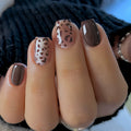 24-Piece Brown Leopard Glitter Medium Square Press-On Nails