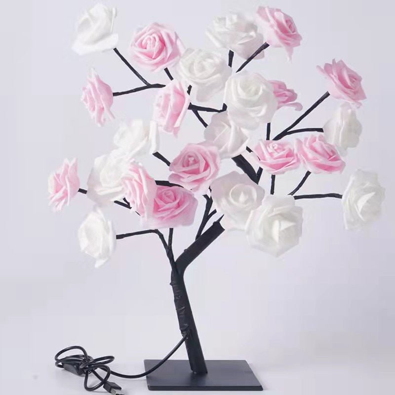 24 LED Rose Tree Table Lamp with Adjustable Branches