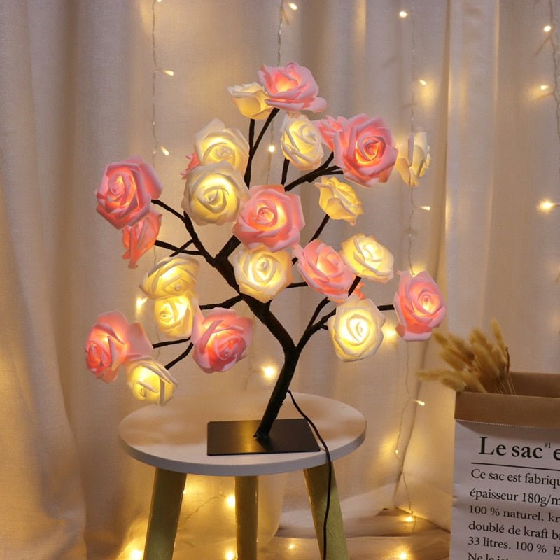 24 LED Rose Tree Table Lamp with Adjustable Branches