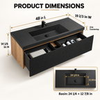 Levita Floating Black Walnut Bathroom Vanity Cabinet