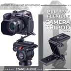 Flexible Camera Tripod - Compact Folding  Bracket Mount Fits Most DSLR Camera