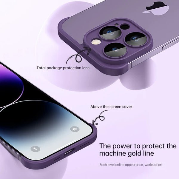 Frameless Bumper with Glass Lens Protector -  Shockproof Phone Cover On iPhone 11 and 14 Series
