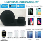 Fast Wireless Charger Dock Stand - 3 in 1  Multi-Function Charging Station