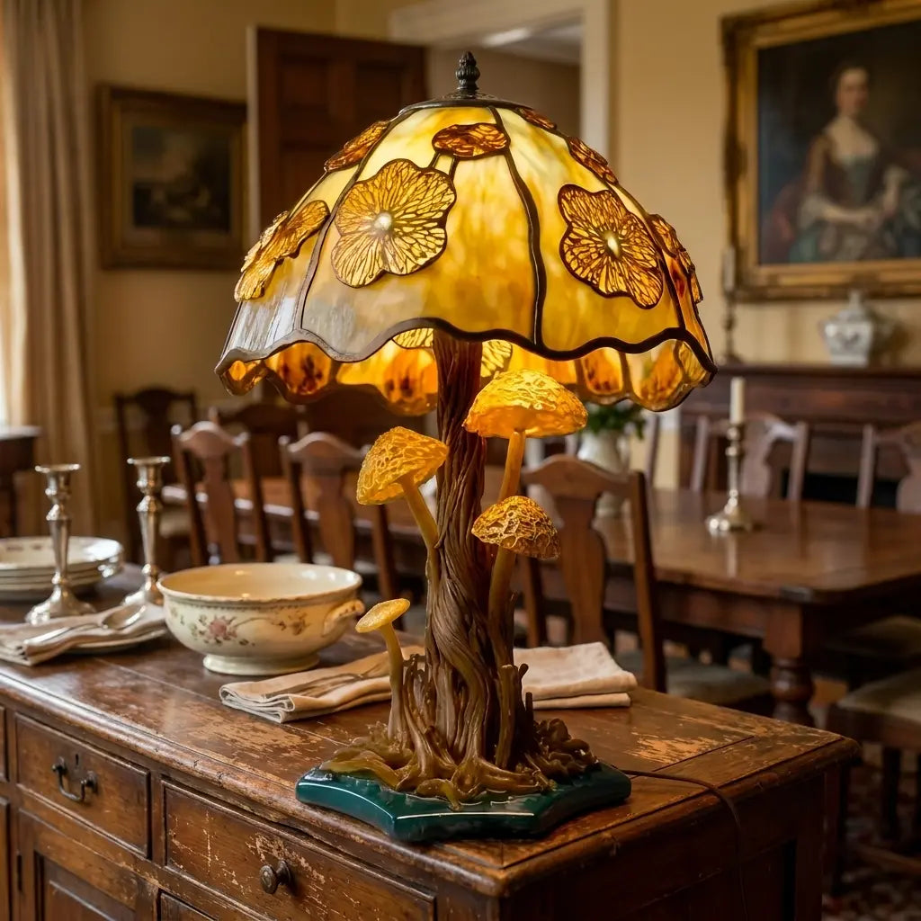 FaeGrove Mushroom Stained Glass Lamp
