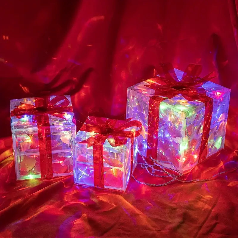 Light-Up Christmas Gift Boxes Set of 3