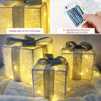 Light-Up Christmas Gift Boxes Set of 3