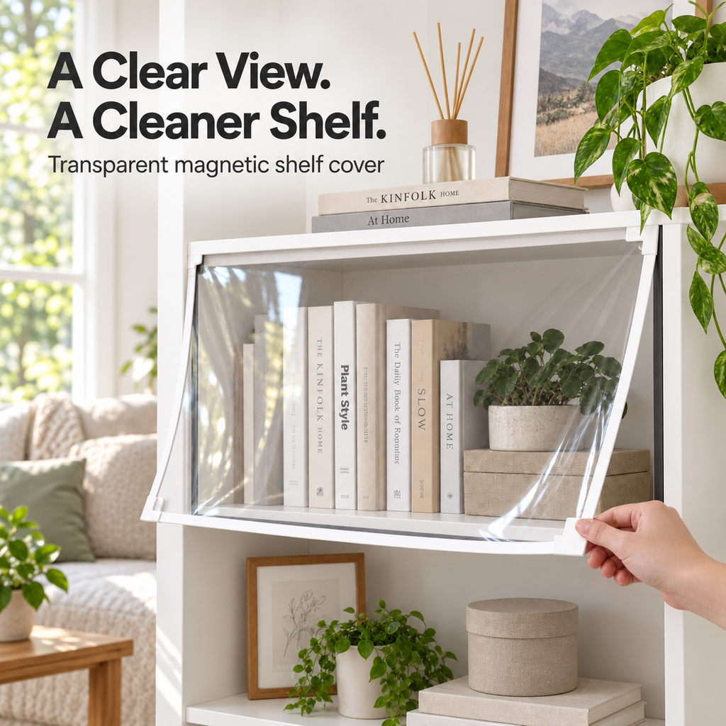 Dust Shield Clear Magnetic Shelf Cover