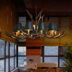 Rustic Antler Black Shade Ceiling Chandelier