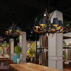 Rustic Antler Black Shade Ceiling Chandelier